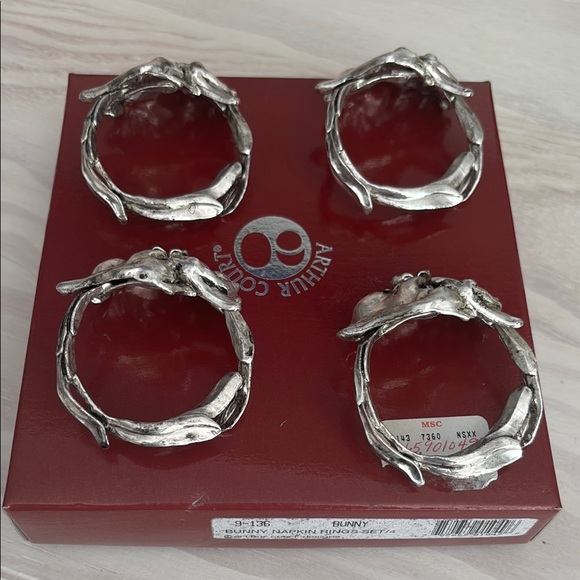NIB VTG Arthur Court Silver Rabbit Napkin Rings - Picture 5 of 6